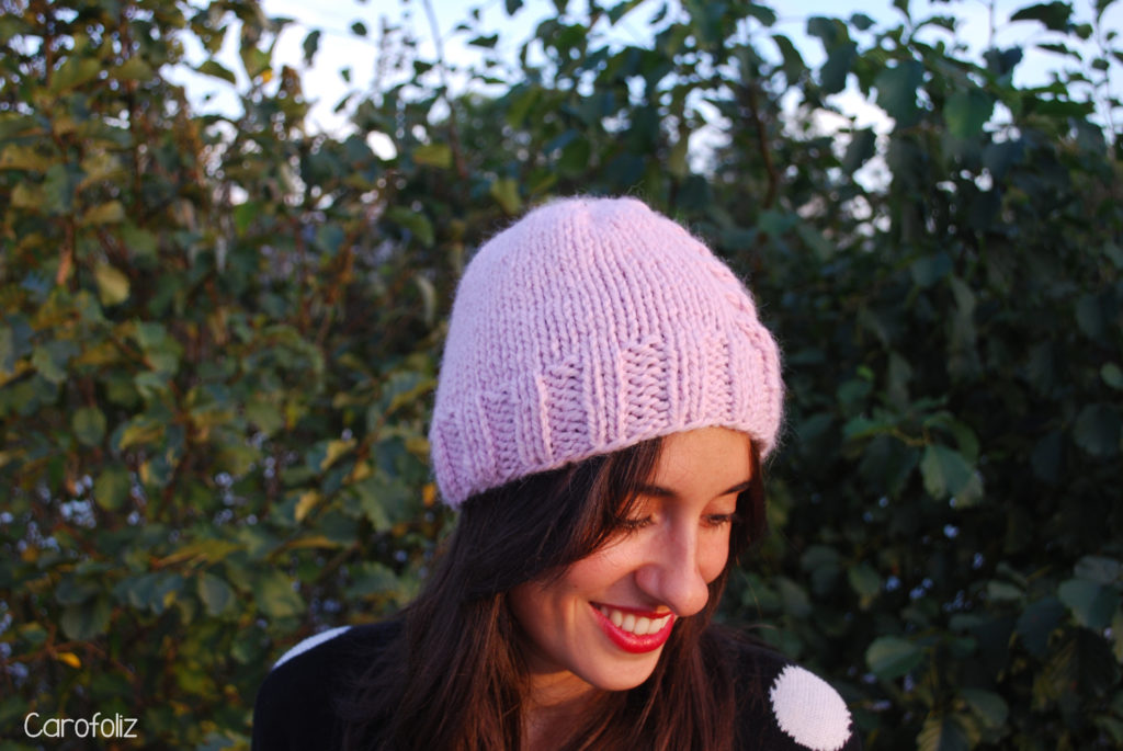 bonnet rose au tricot